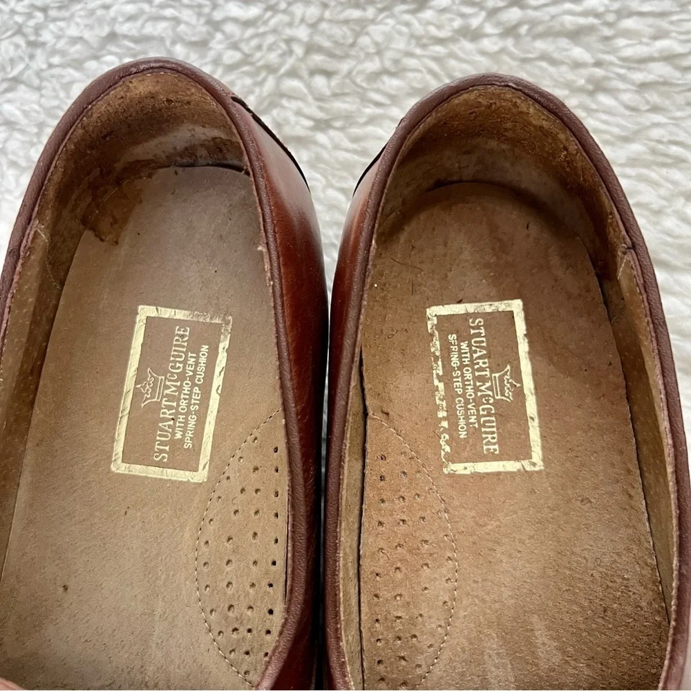 Stuart McGuire Vintage Brown Leather Men’s Slide On Shoes Size 11 D